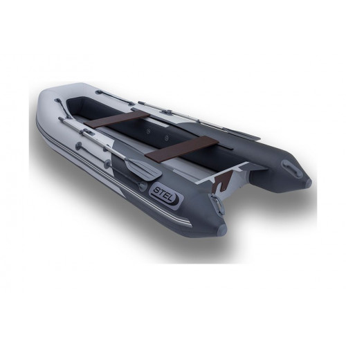 Лодка РИБ (RIB) STEL R-360P, светло-серый/серый, накладки на рундук и банки, защита киля, корпус серый