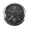 Спидометр манометрический 0-35 MPH, черный циферблат, нержавеющий ободок, д. 85 мм